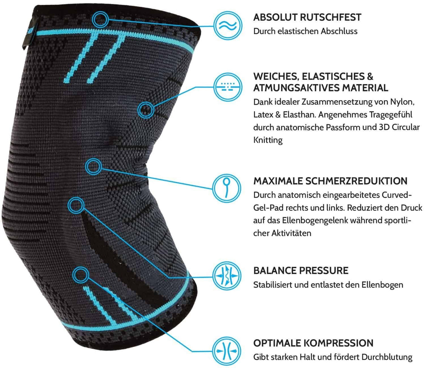 AGILE NOW Ellenbogenbandage Upgraded Line Blue