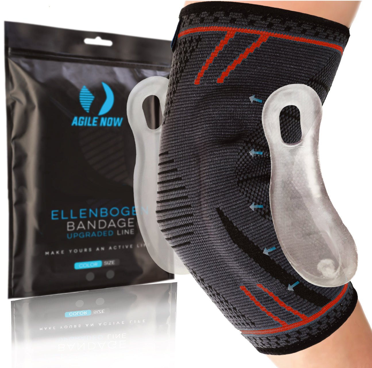 AGILE NOW Ellenbogenbandage Upgraded line Red